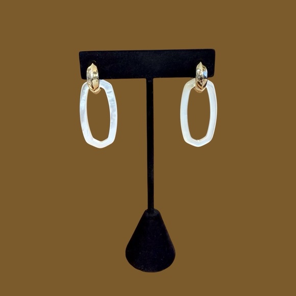 🎁 Kendra Scott Danielle Gold Convertible Link Earrings White Mother-of-Pearl NWT - Picture 3 of 11